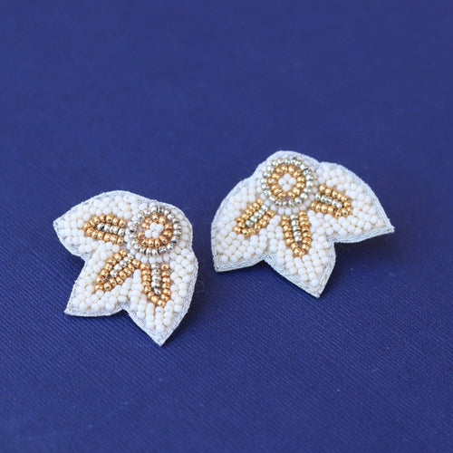 Cream + Gold Beaded Flower Wing.