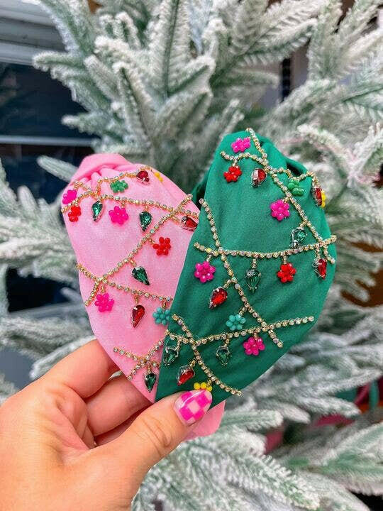 Christmas Beaded Top Knot Headband.