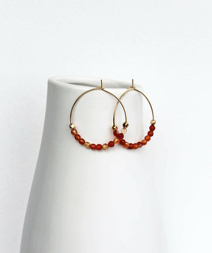 Autumn Hoop Earrings | Orange Red Hoops.