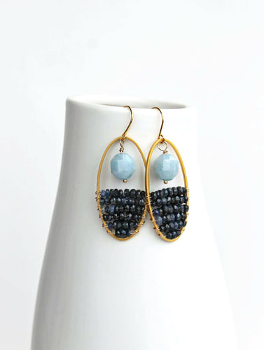 Sapphire and Aquamarine Earrings.