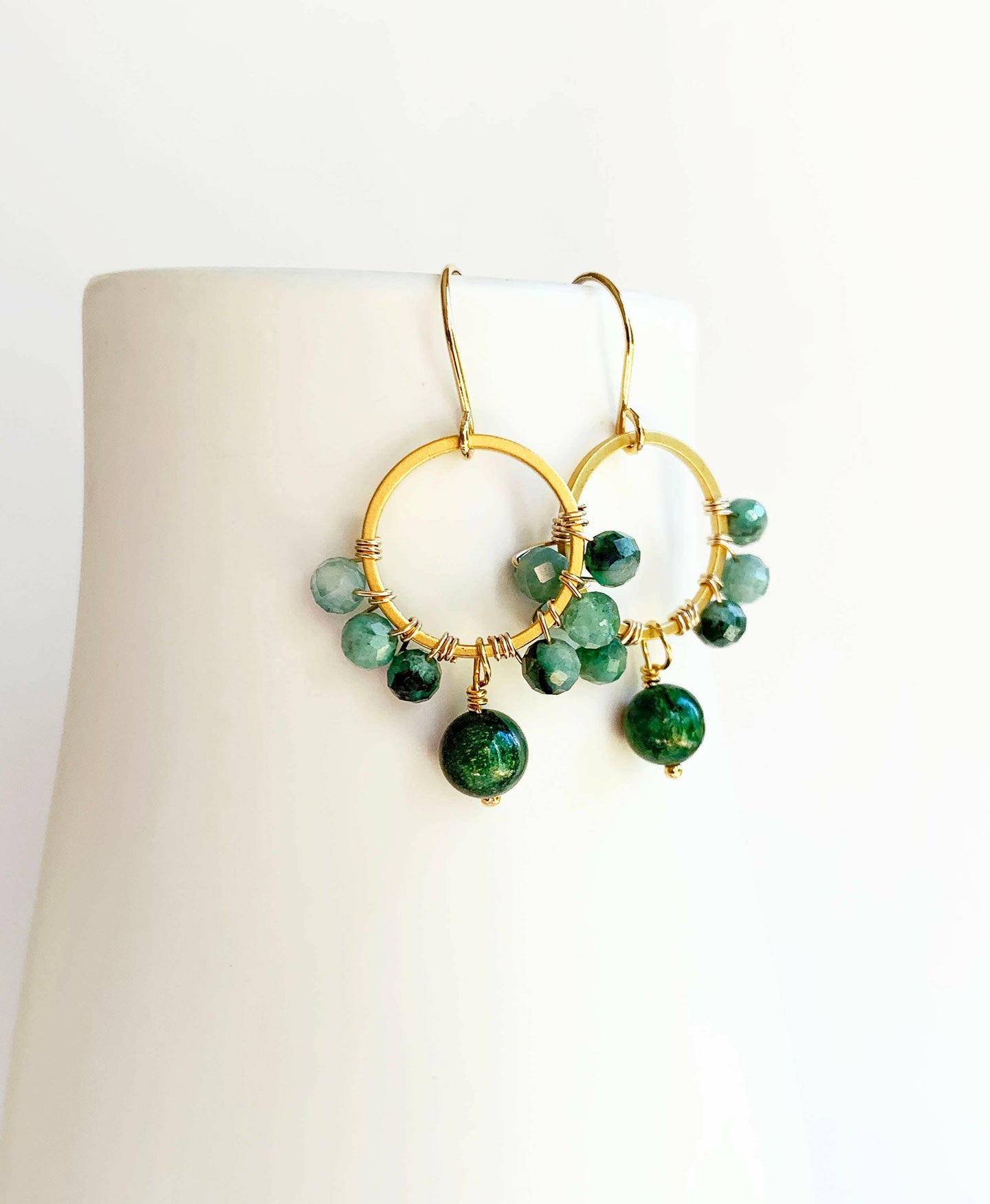 Jade + Emerald Circle Earrings.