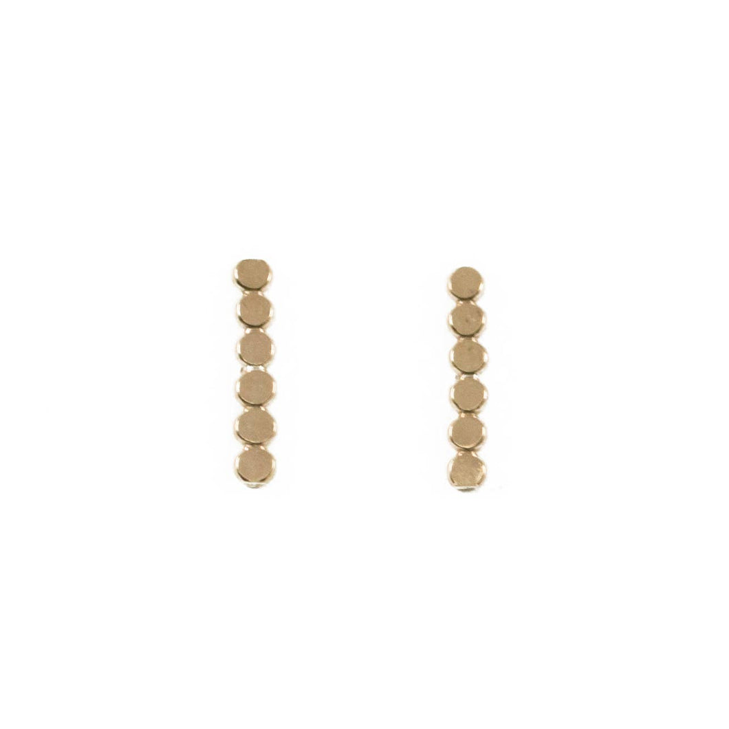 Long Coin Dot Bar Stud Earrings in Gold