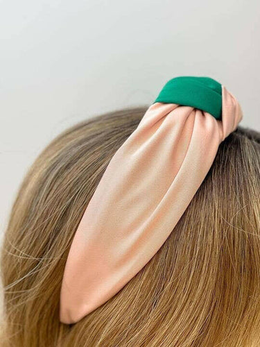 Chiffon Two Tone Twisted Headband - Green.