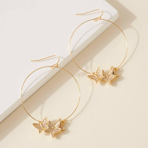 Butterfly Wire Dangling Earrings.