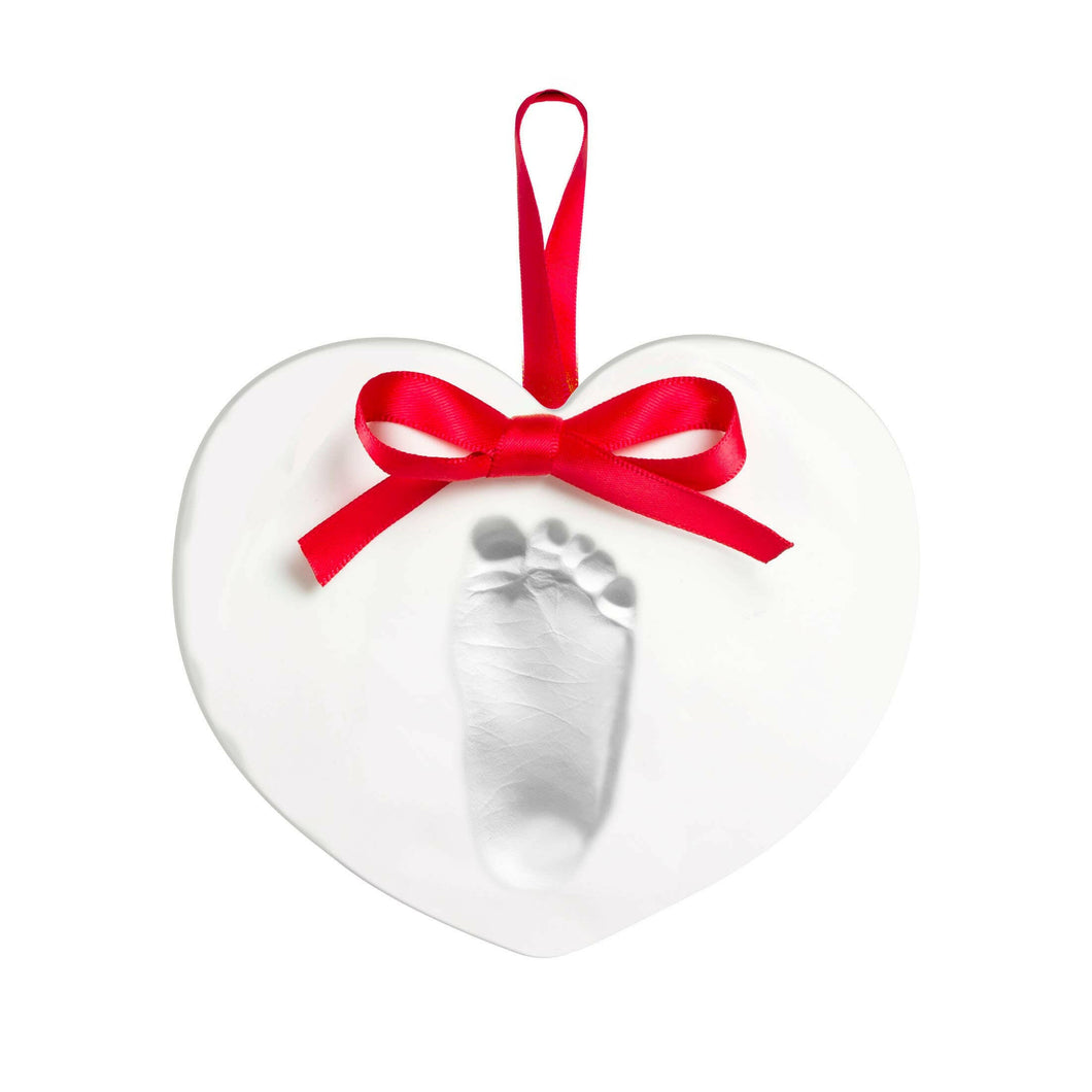 Heart Shaped Baby's Print Ornament, White