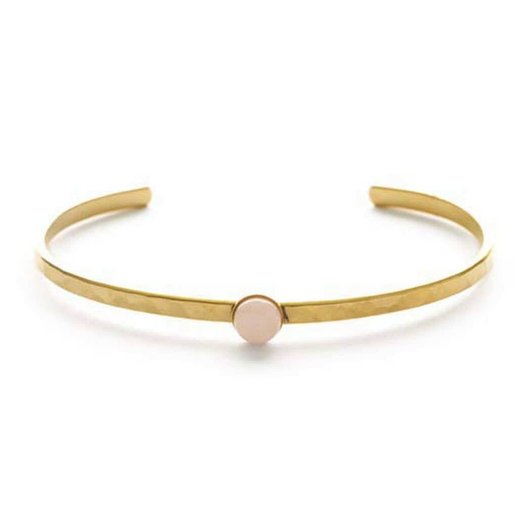 6mm Rose Quartz Round Stone Cuff.