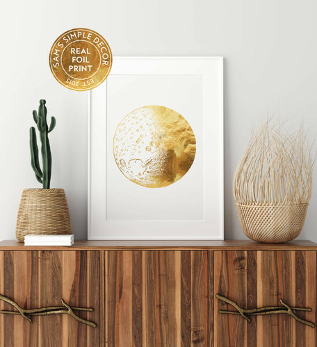 Moon Real Gold Foil Print.