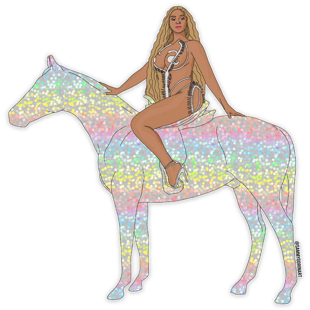 Beyoncé Renaissance Glitter Horse Sticker.