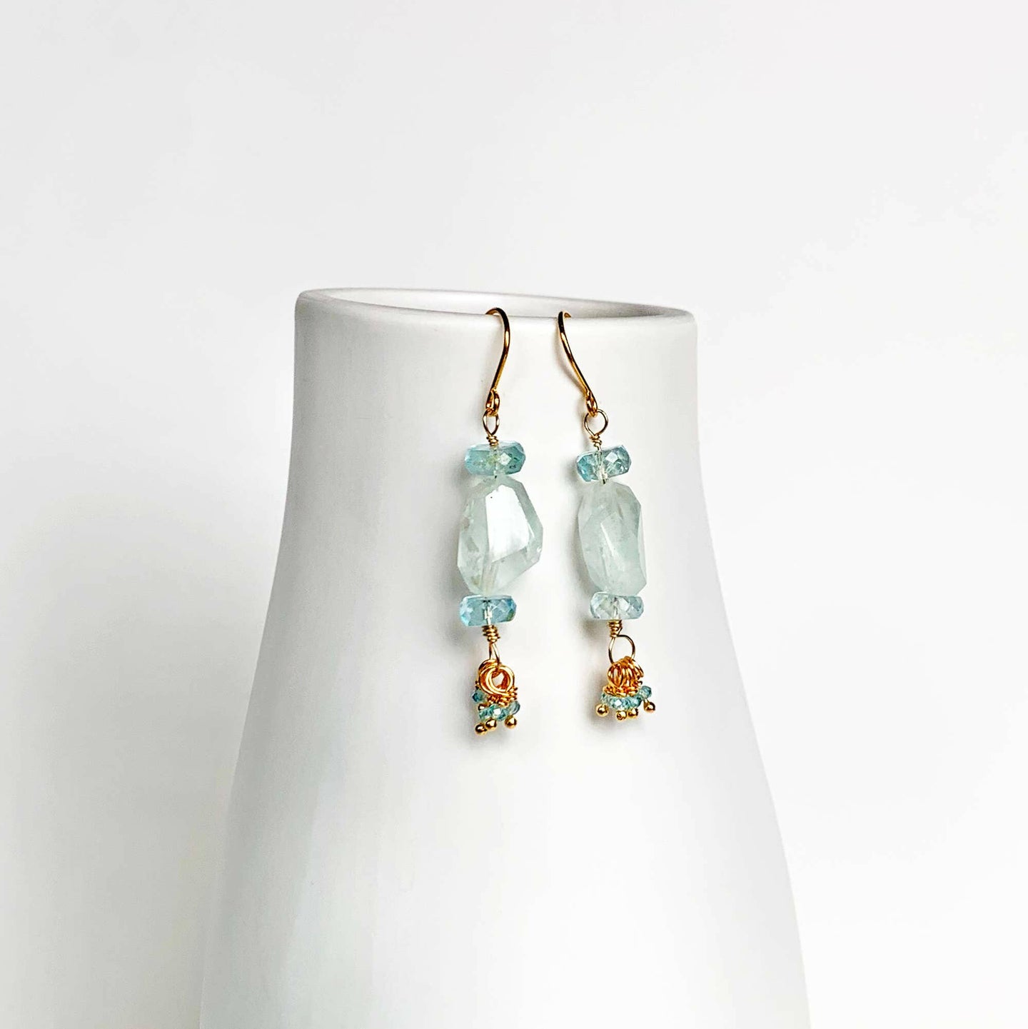 Aquamarine Drop Earrings | Seafoam Blue Earrings.
