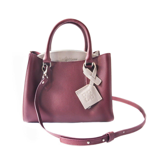 Emma Leather Satchel - Burgundy/Taupe.