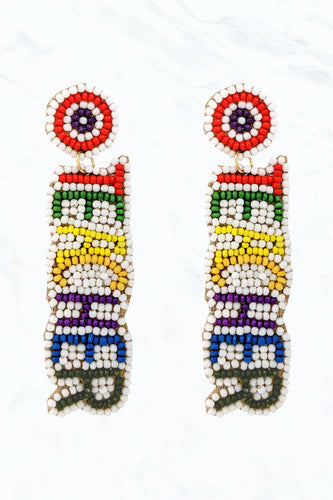 TEACHER Seed Bead Post Dangle Earrings.