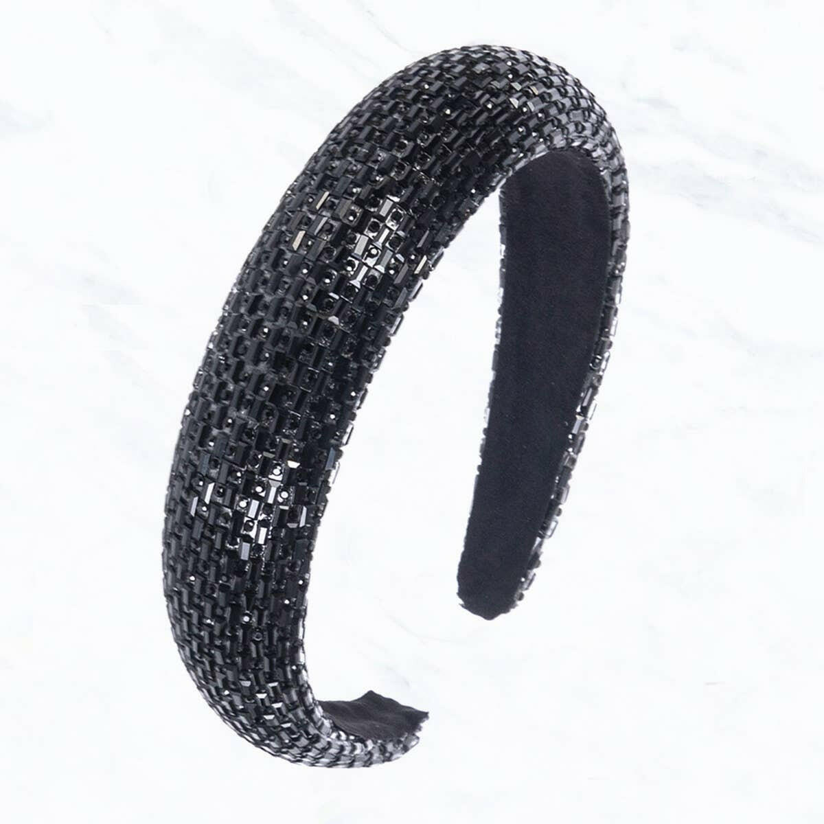 Baguette Stone Hair Band: Jet Black.