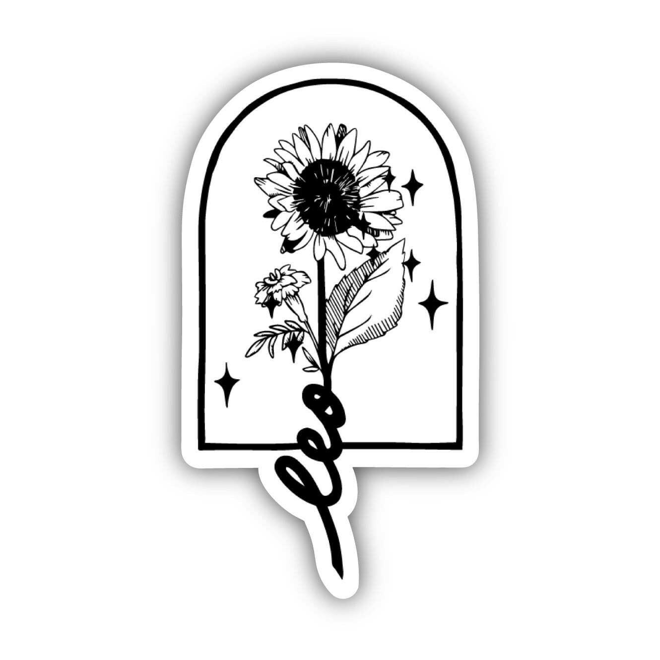 Leo Marigold & Sunflower Zodiac Sticker.