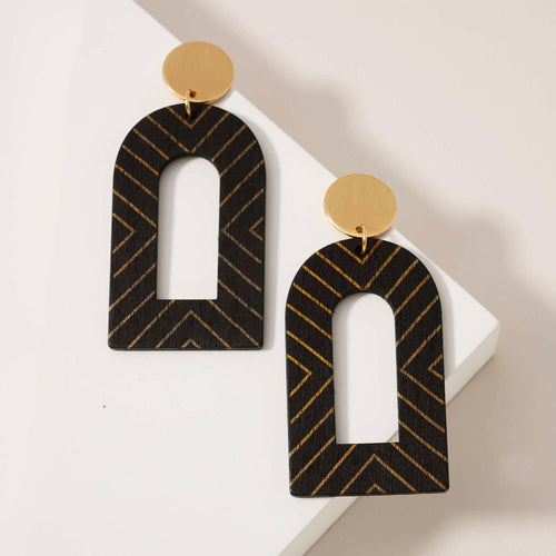 Arch Wood Dangling Earrings.