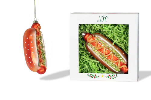 Hot Dog Glass Ornament.