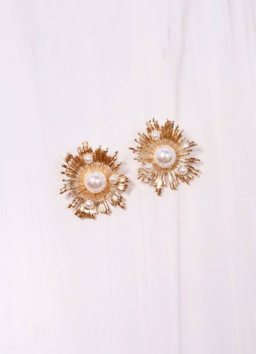 Zacherie Metal & Pearl Earring GOLD.