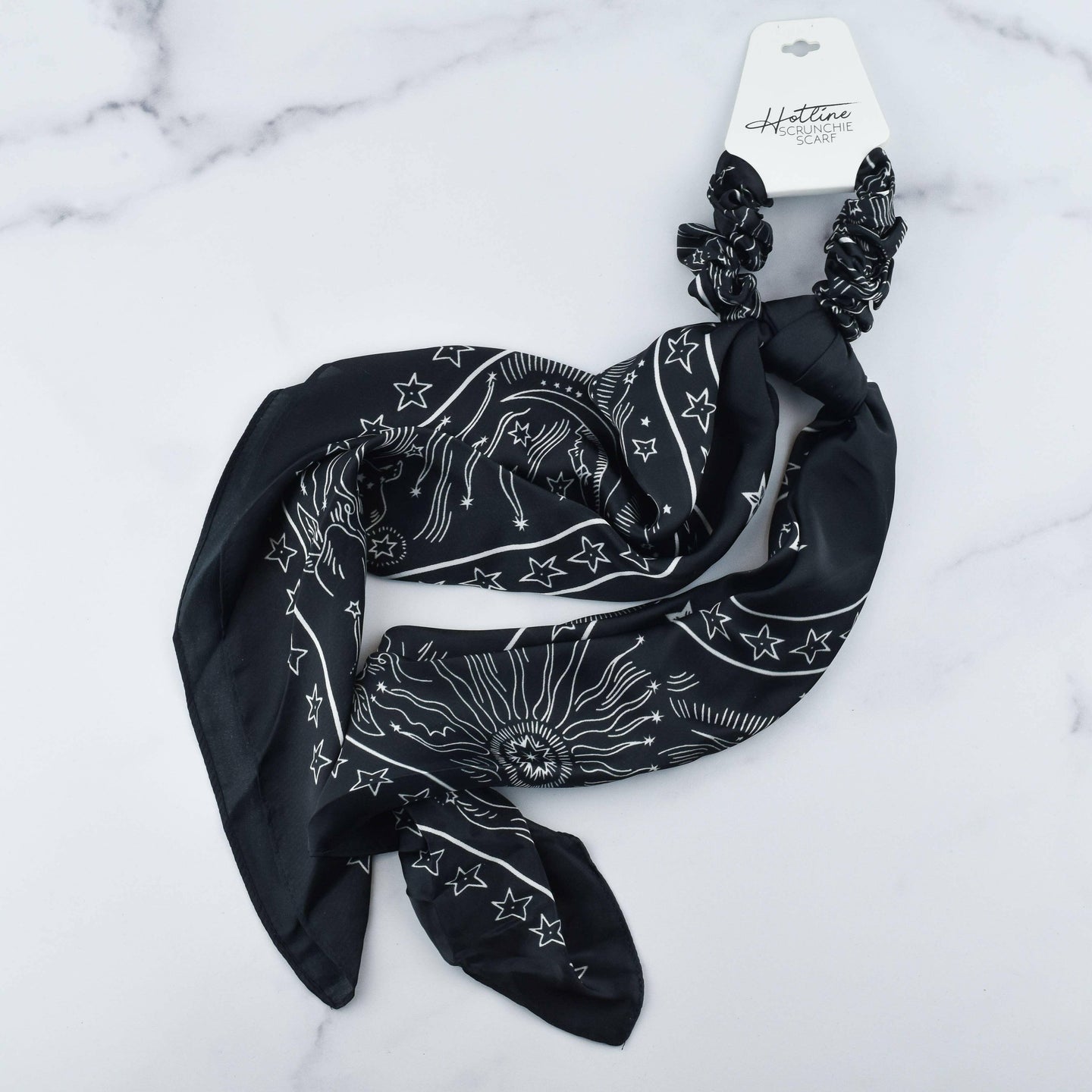 Cosmic Scrunchie Scarves in Black.