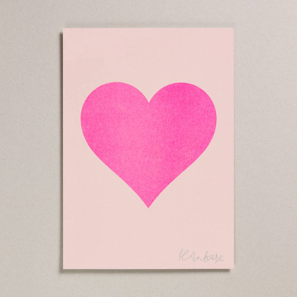 Risograph Print - Blush - Pink Heart