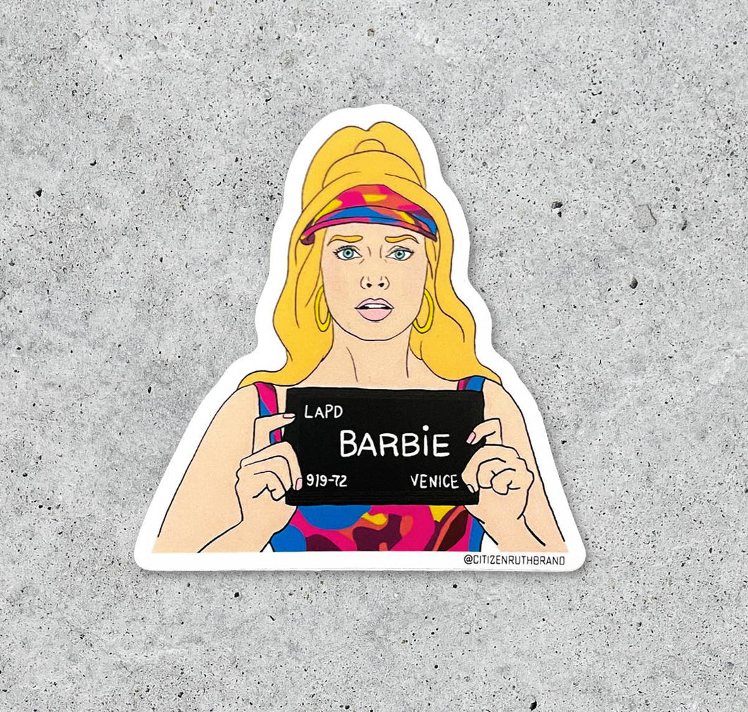 Barbie Mug Shot Sticker