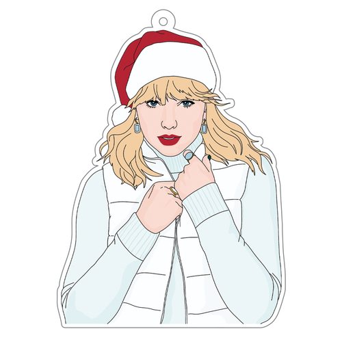 Taylor Swift, Tis the Damn Season White Acrylic Ornament.