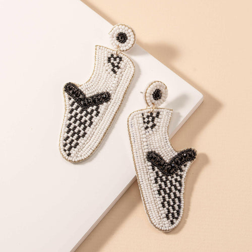 Seed Bead Slip-On Sneakers Earrings.