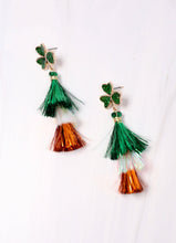 Load image into Gallery viewer, Clover Tassel Earring GREEN MULTI.
