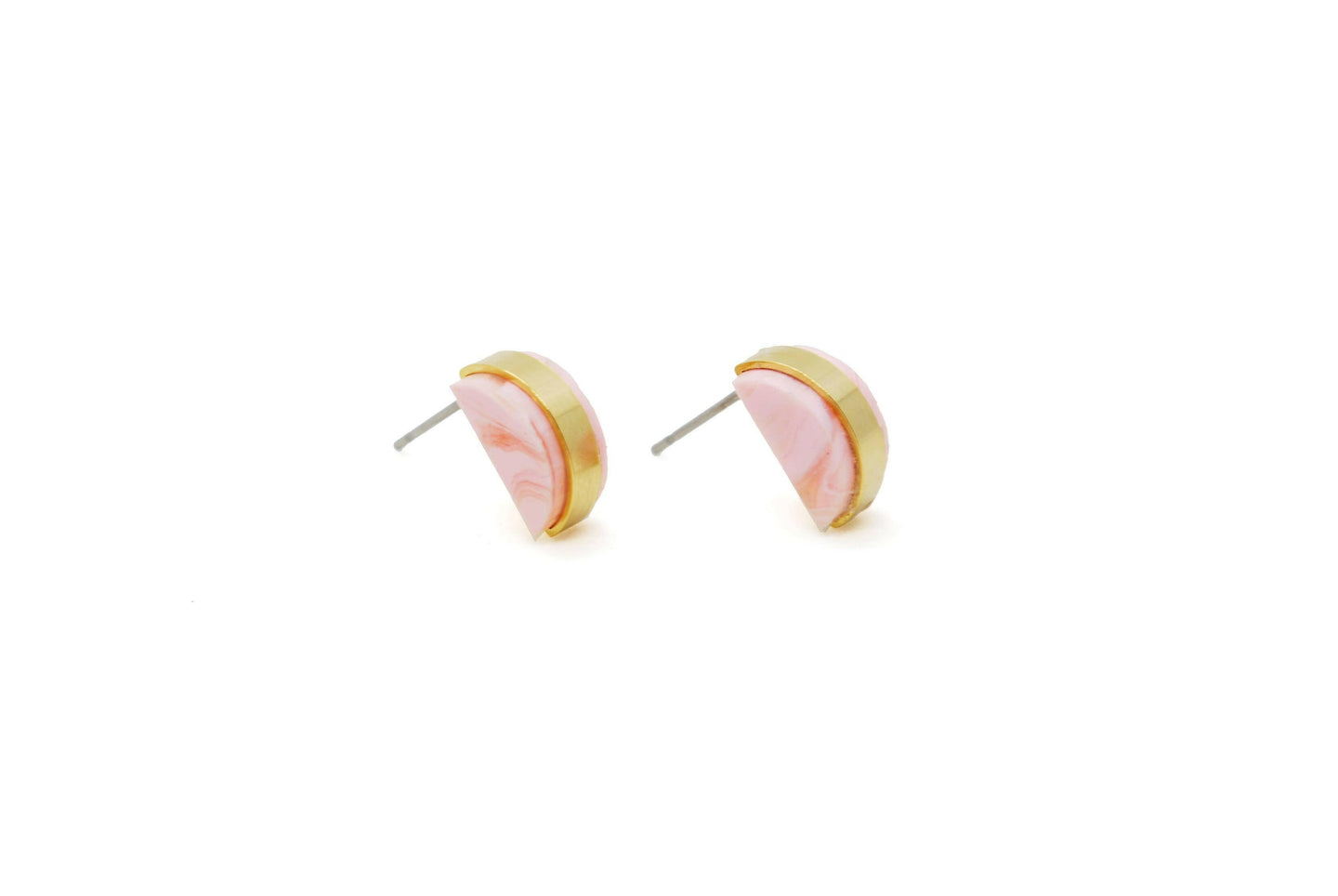 The Studio Studs in Rose Quartz.