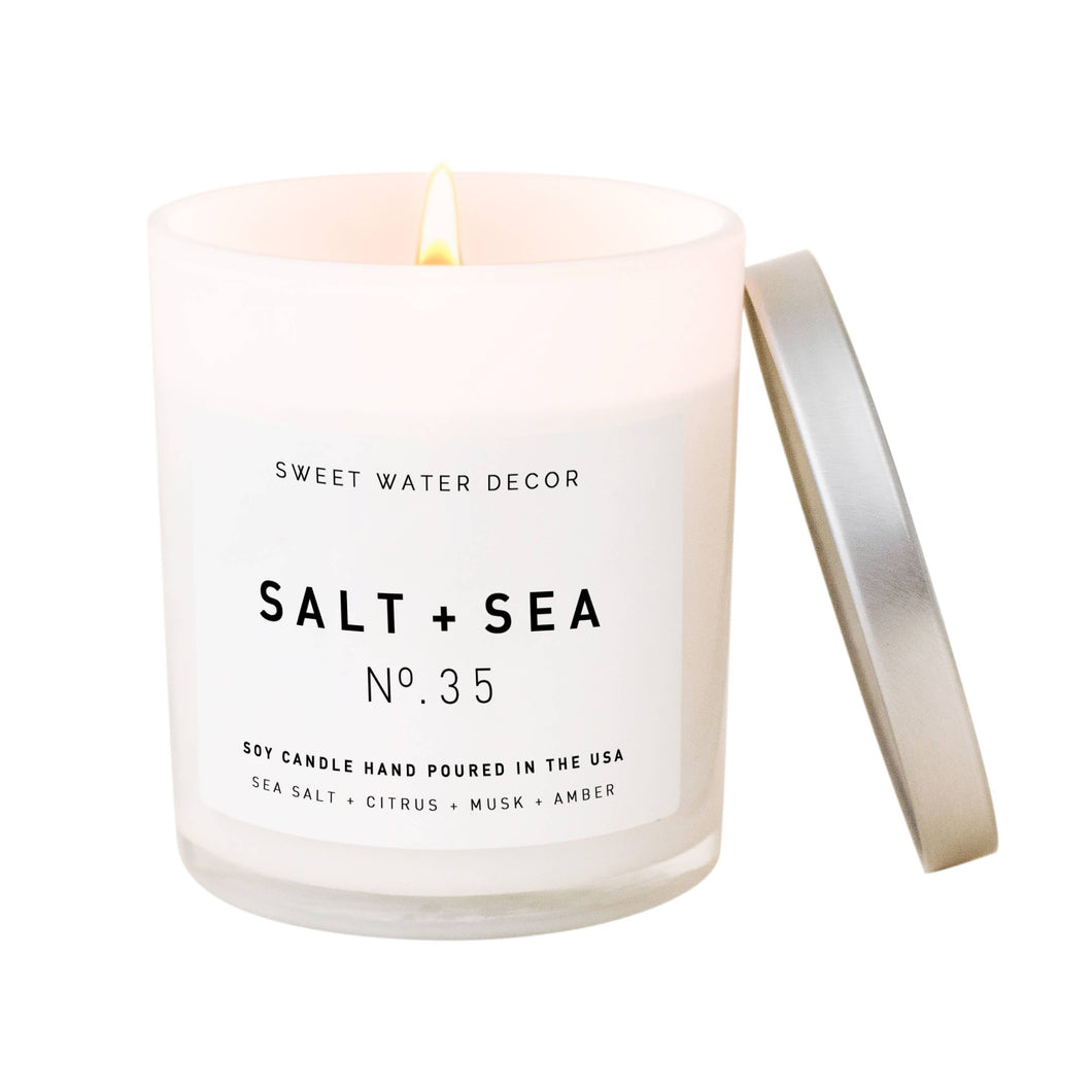 Salt and Sea Soy Candle | White Jar Candle