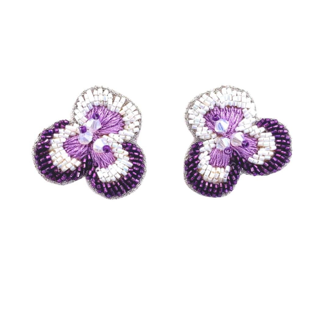 Flower Studs in Purple/White.