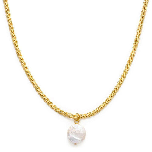 Serpentine Chain with Fresh Water Coin Pearl.