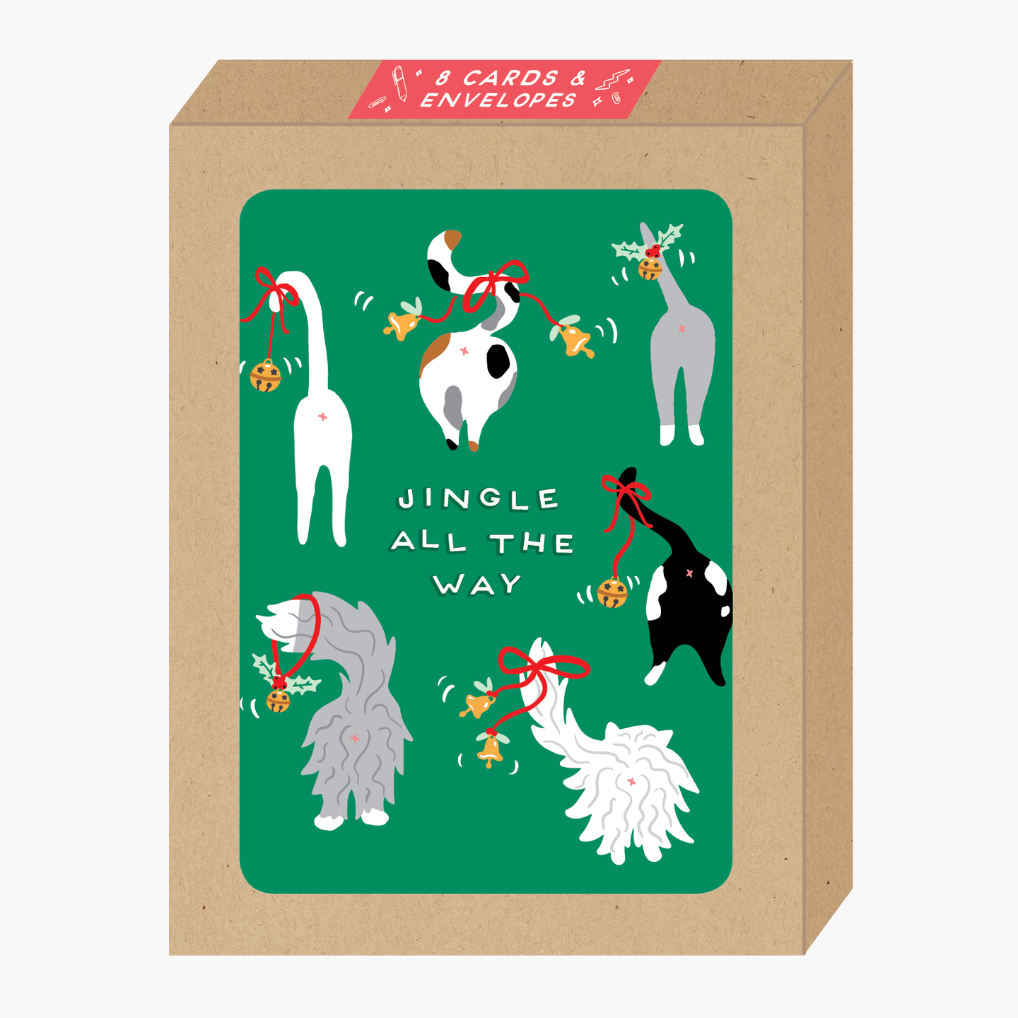 Boxed Jingle Cats Holiday Card.