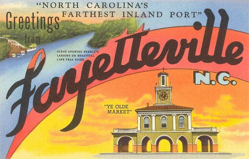 Greetings from Fayetteville - Vintage Image, Postcard.