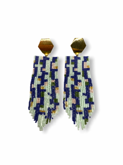 Miyuki Beaded Stepladder Fringe Earrings