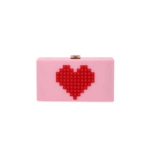 Load image into Gallery viewer, Pixelated Heart Shape Clutch Evening Bag
