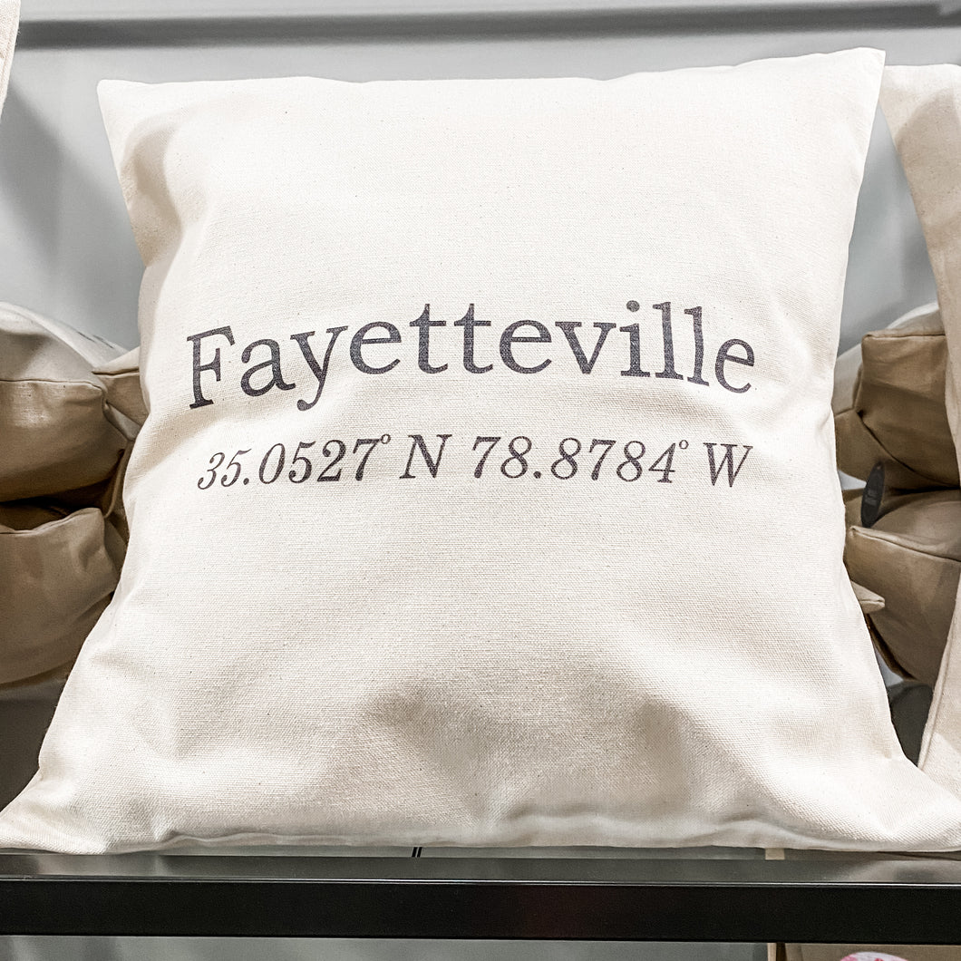 Fayetteville City Coordinates Pillow - Cotton Canvas Pillow