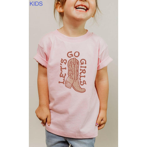 Lets Go Girls Cowboy Boot Western Kids Graphic Tee.