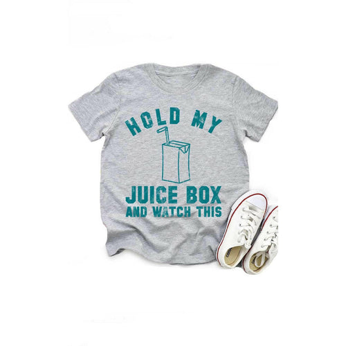 Hold My Juice Box Kids Graphic Tee.